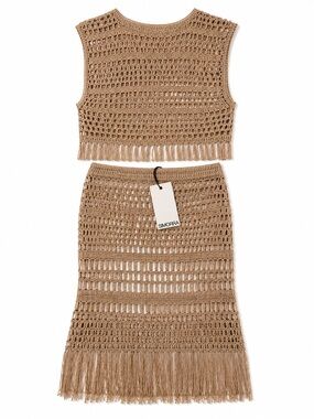 NWT SIMORRA Crochet Fringe Set, Top & Skirt
